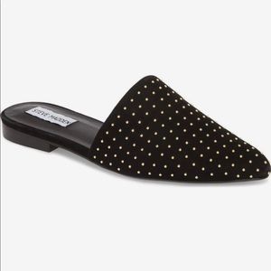 Steve Madden Black Trace Studded Mules 8